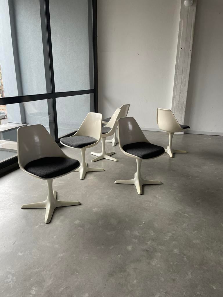 6 Arkana stoelen space age kvadrat tonica vintage jaren 60, Huis en Inrichting, Ophalen, ., Wit, Zo goed als nieuw