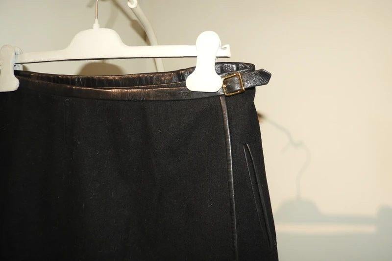 Hermes overslag wikkel rok leren afwerking vintage F46, Verzenden, Zwart, Maat 42/44 (L), Zo goed als nieuw