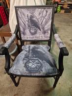 Unieke Zwarte Fauteuil met Kraaienprint - 'Dead Memories', Ophalen, Gebruikt, Zwart, Gothic, Alternatief, Uniek