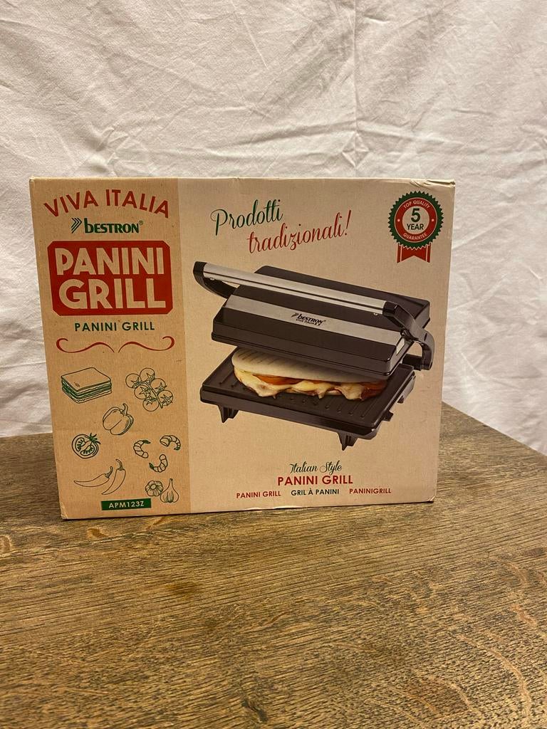 Bestron Panini Grill APM123Z - Nieuw in doos, Ophalen of Verzenden, Nieuw, Tafelgrill