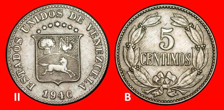 Ⰺ USA (1944-1948): VENEZUELA 5 CENTIMOS 1946 DISCOVERY COIN!, Postzegels en Munten, Munten | Amerika, Losse munt, Zuid-Amerika