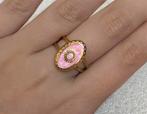Gouden ring met roze detail, NIEUW, Overige materialen, Nieuw, Ophalen of Verzenden, Roze