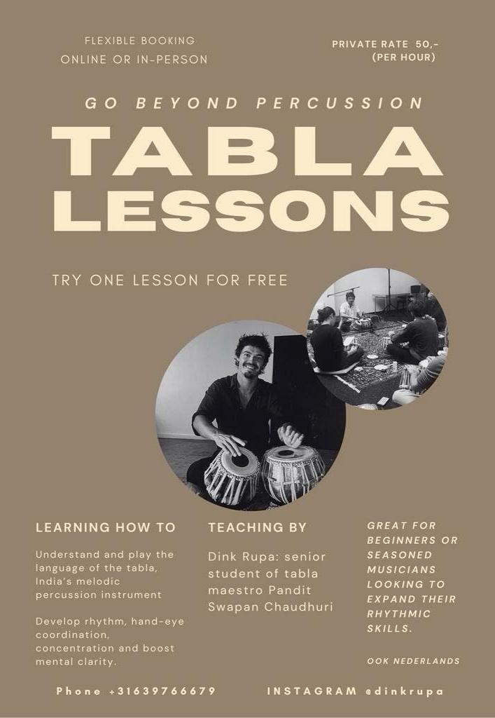 Tabla lessen - Leer de kunst van het Indiase drummen!, Muziek en Instrumenten, Percussie, Ophalen of Verzenden, Nieuw, Trommel