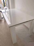 Moderne witte eettafel met chromen accenten 180x90, Ophalen of Verzenden, Rechthoekig, 50 tot 100 cm