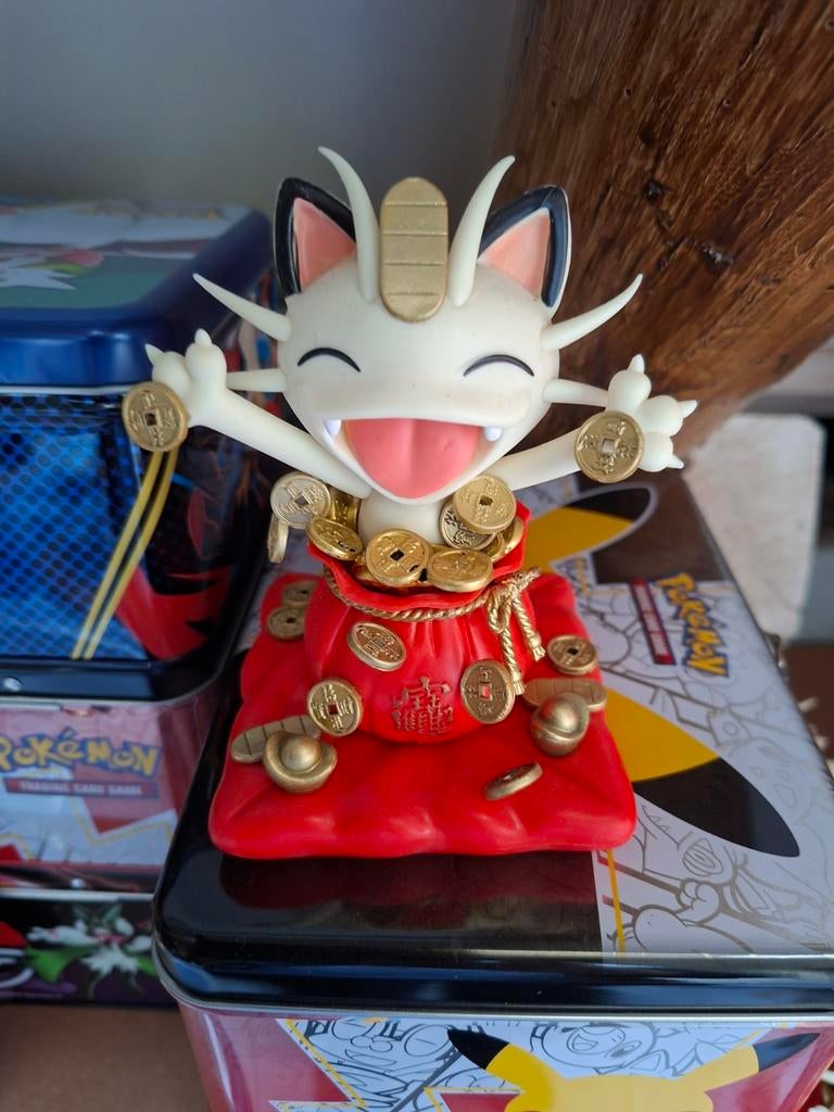 Pokémon Meowth Geluksbeeldje - Maneki Neko Stijl, Verzamelen, Ophalen of Verzenden