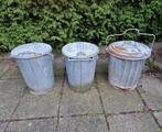 Zinken prullenbak € 35,00 per stuk, Ophalen, Minder dan 60 cm, Rond, Zo goed als nieuw