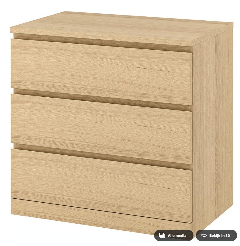 Ladekast/Commode (Malm), Ophalen, Gebruikt, 50 tot 100 cm, 3 of 4 laden