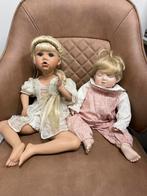 Twee porseleinen poppen met blonde haren, Gebruikt, -, Ophalen of Verzenden, @