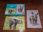Puzzels 2x 26 stukjes baby olifant en baby neushoorn., Ophalen of Verzenden, Gebruikt