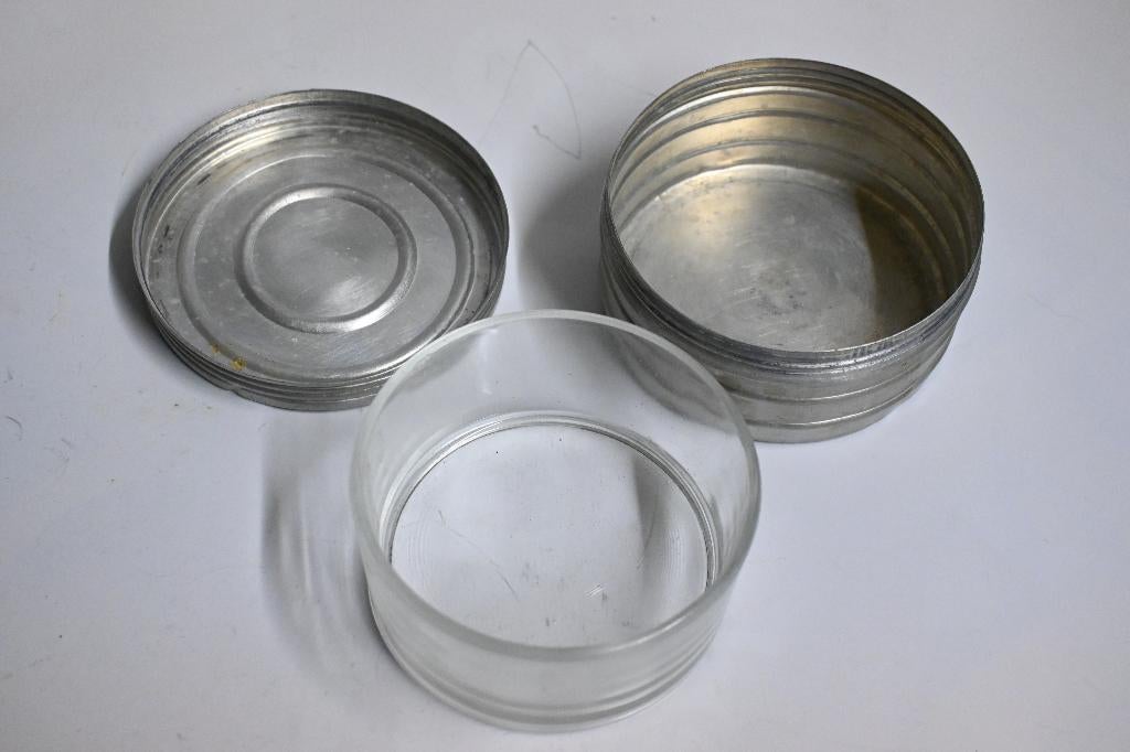 fettbüchse aluminium met glas duitsland wo2 boterdoos, Verzamelen, Militaria | Tweede Wereldoorlog, Ophalen of Verzenden, Landmacht