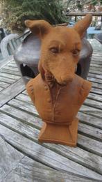 gietijzeren borstbeeld hond zo leuk, Tuin en Terras, Ophalen of Verzenden, Nieuw, Metaal, Dierenbeeld