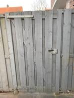 Antraciet gebeitste schutting met tuindeur en panelen, Ophalen, 3 tot 6 meter, Hout, 1 tot 2 meter