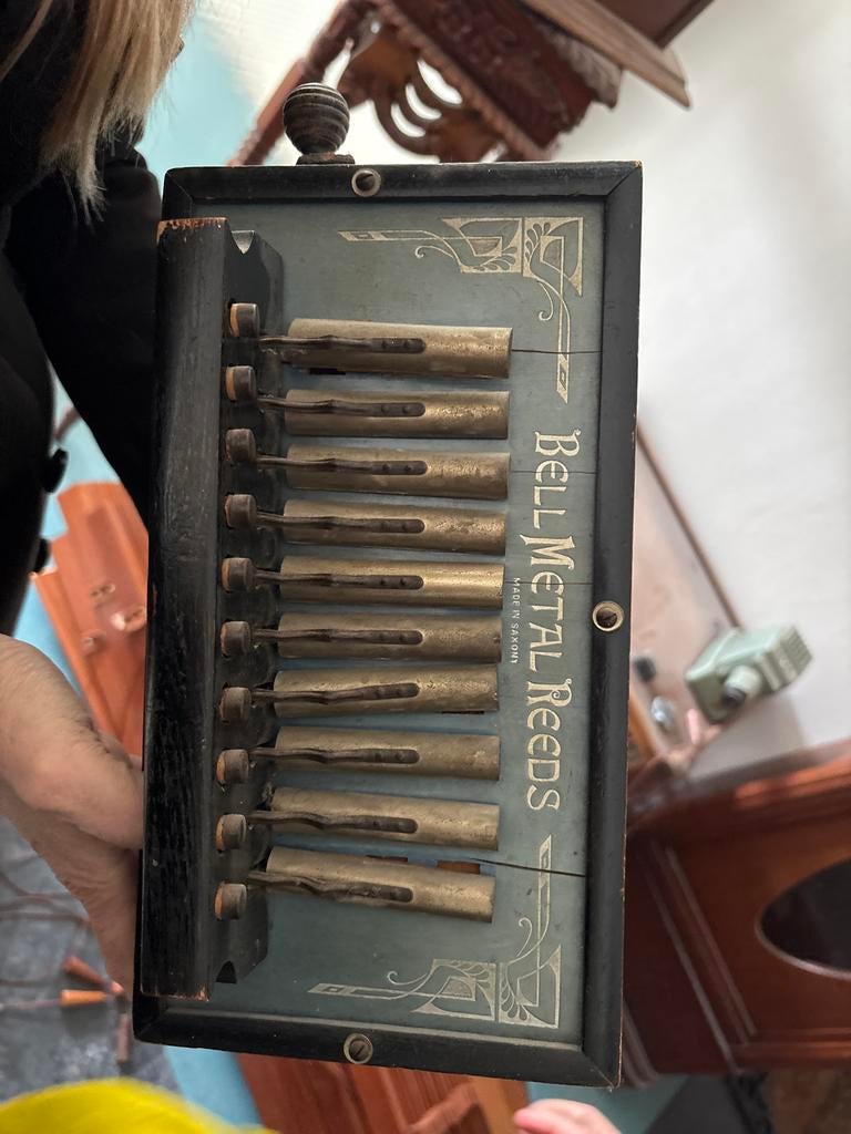 Oude accordeon met "Bell Metal Reeds", Muziek en Instrumenten, Accordeons, Gebruikt, Met riemen, Overige formaten, Toetsaccordeon