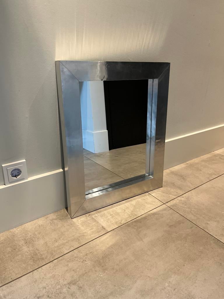 Stijlvolle spiegel met zilverkleurige lijst - Xenos, Ophalen, Zo goed als nieuw, Minder dan 100 cm, Rechthoekig