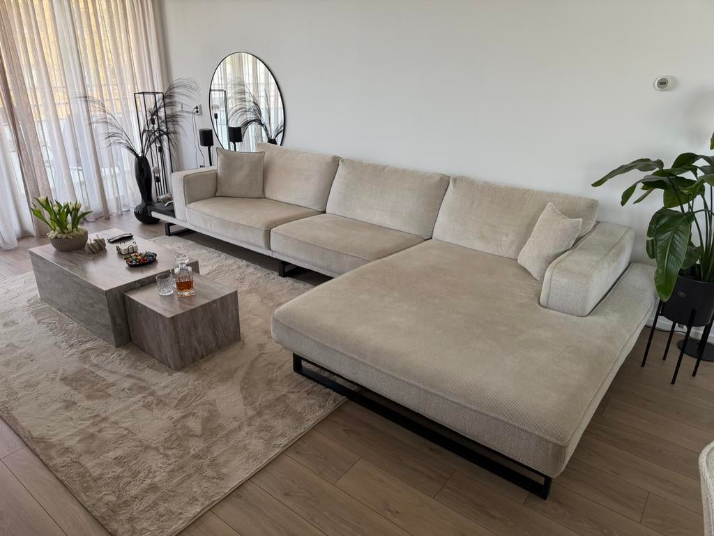 Luxe 3,5-zits bank + divan, Ophalen, Zo goed als nieuw, Stof