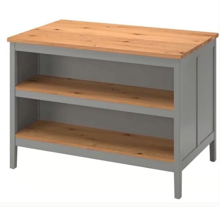 TORNVIKEN Keukeneiland, grijs/eiken, 126x77 cm, Huis en Inrichting, Keuken | Keukenelementen, Gebruikt, 100 tot 150 cm, 100 tot 150 cm
