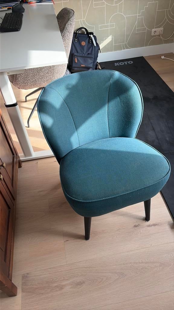 Woood stoeltje blauw, Huis en Inrichting, Fauteuils, Ophalen of Verzenden, Zo goed als nieuw, 50 tot 75 cm