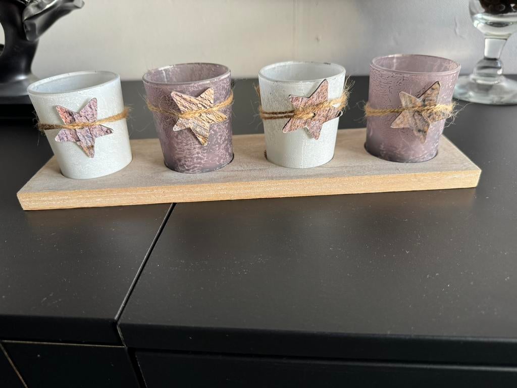 Waxinelichtje op plankje niet gebruikt, Ophalen of Verzenden, Nieuw, Overige materialen, Minder dan 25 cm