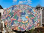 Vintage parasol met verschillende figuren in allerlei kleure, Gebruikt, Kantelbaar, Ophalen of Verzenden, 1 tot 2 meter