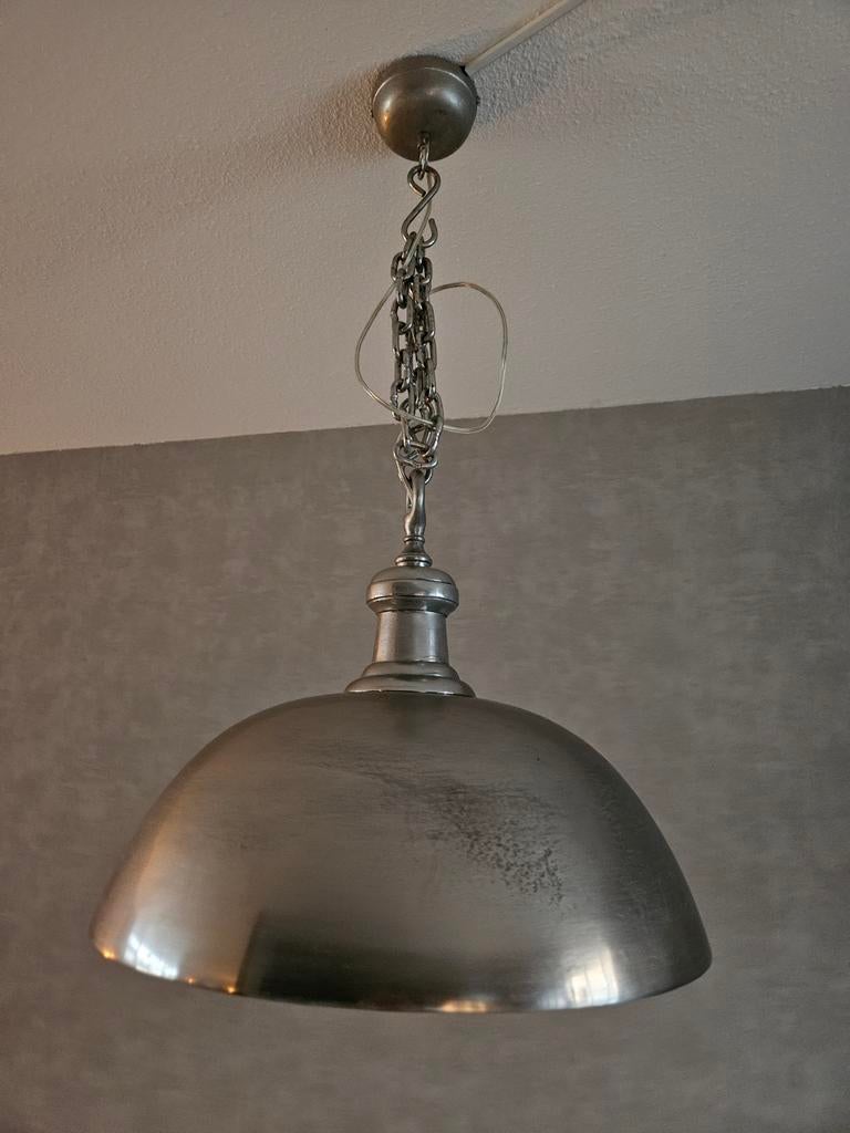 Hanglamp - nikkel mat staal - Diameter 50 cm, Ophalen of Verzenden, Zo goed als nieuw, Industrieel/ landelijk, Metaal