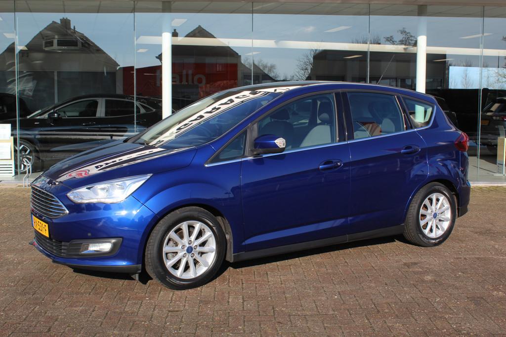 Ford C-MAX 1.0 Titanium , 125pk , Hoge Zit Climate control ,, Auto's, Ford, 12 maanden, Stof, Gebruikt, Blauw
