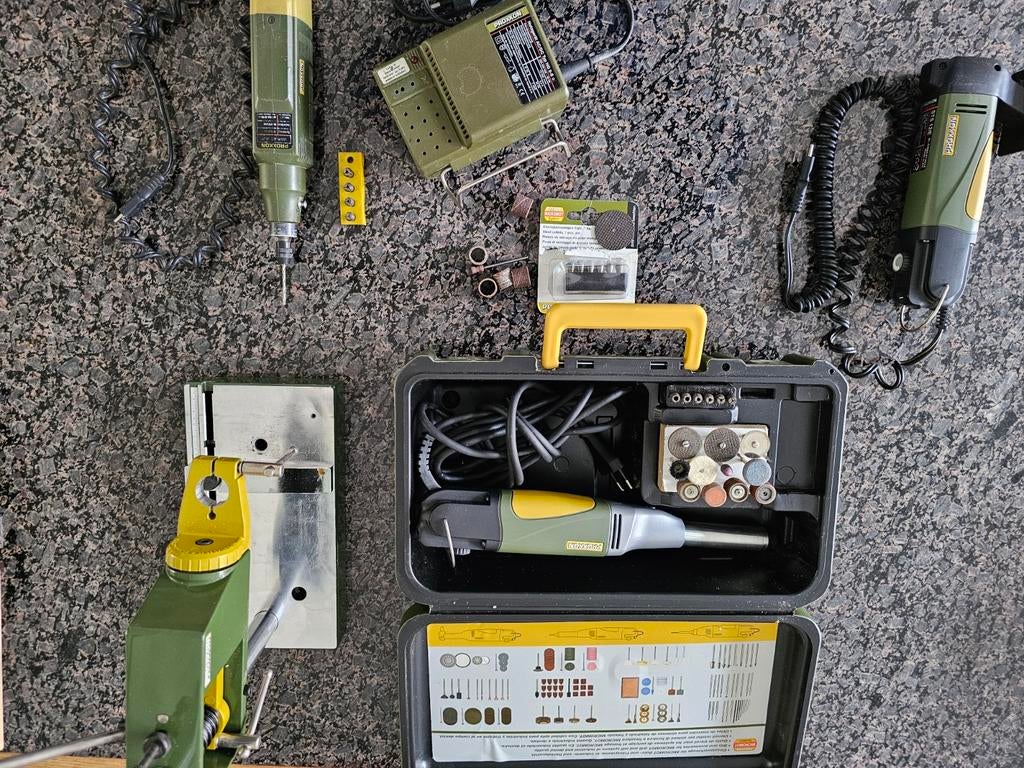 Mooie Proxxon set: Boor, slijp, freesmachine, decoupeerzaag, Ophalen of Verzenden, Gebruikt