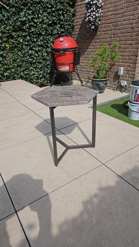 Bijzettafel marmer, Huis en Inrichting, Minder dan 55 cm, Rond, Zo goed als nieuw, Ophalen