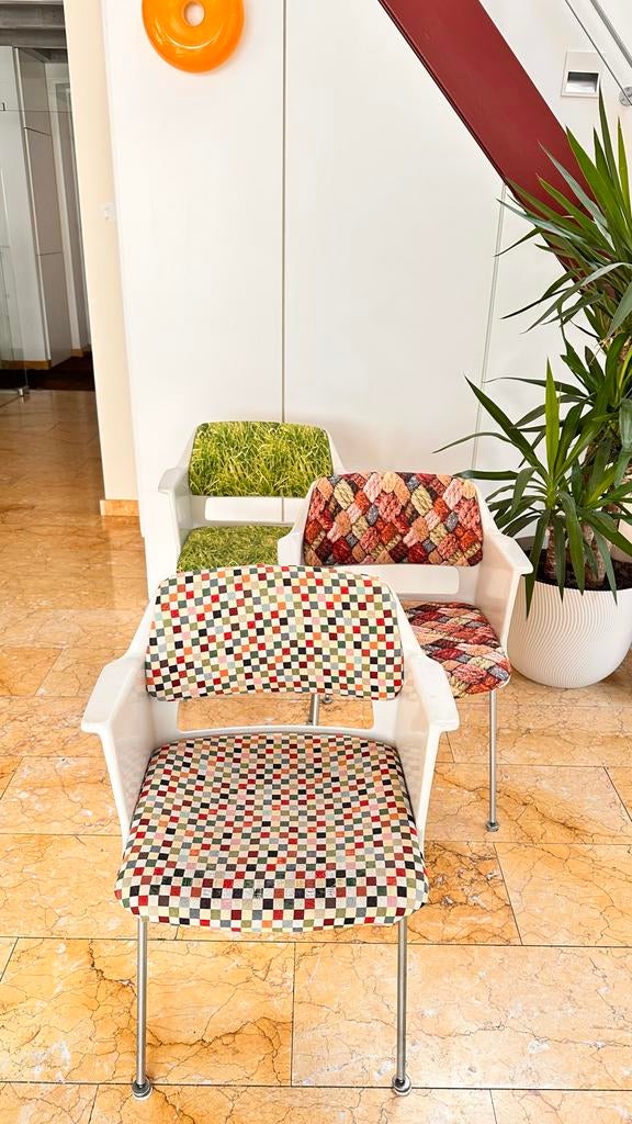 Vintage Design Gispen Stoelen Model 2225  André Cordemeyer, Huis en Inrichting, Stoelen, Ophalen, Kunststof, Gebruikt, Wit