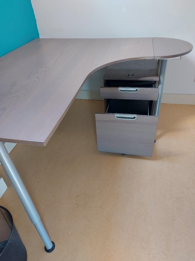 Bureau hout halfrond, Ophalen, Demontabel, 160 cm, 120 cm