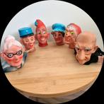 Oude poppenkastkoppen, 6 stuks. Rubber., Ophalen of Verzenden