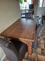 4 stuks eetkamerstoelen  bruin leer op wieltjes in zgst, Ophalen of Verzenden, Bruin, Leer