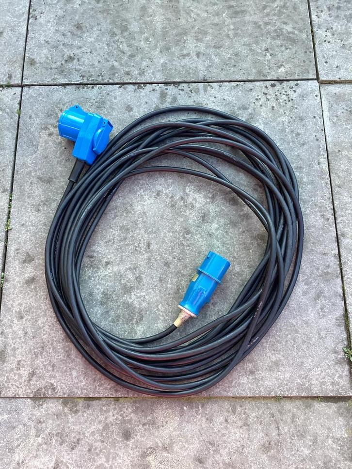 Caravan/Boot Stroomkabel 15m met Contrastekker en Extra Stop, Caravans en Kamperen, Caravan accessoires, Gebruikt, Ophalen of Verzenden