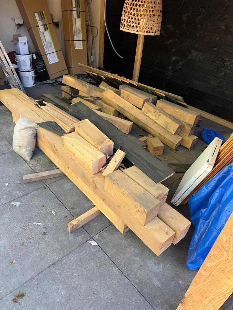 Douglas hout restant en rabatdelen, Ophalen, Gebruikt, 50 mm of meer, Balk