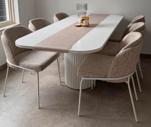 Zware deens ovale tafel 2m x 1m + 6 stoelen, Huis en Inrichting, Tafels | Eettafels, Zo goed als nieuw, 50 tot 100 cm, 200 cm of meer