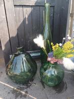 Grote. Groene Glazen Vazen Set - Eyecatcher!, Ophalen, Gebruikt, Glas, 75 cm of meer