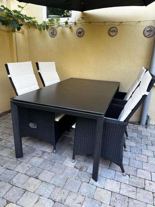 tuinset z.g.a.n., Tuin en Terras, Tuinsets en Loungesets, Zo goed als nieuw, Tuinset, Kunststof, 4 zitplaatsen, Eettafel, Stoel