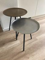 2 bijzet tafels, Huis en Inrichting, Tafels | Bijzettafels, 45 tot 60 cm, Minder dan 55 cm, Metaal of Aluminium, Rond