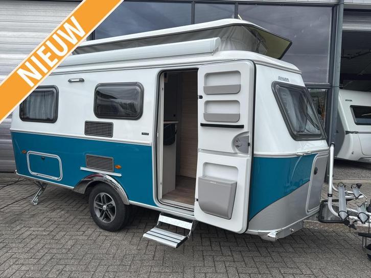 Eriba Touring 542 Harbour Blue Luifel fietsendrager, Caravans en Kamperen, Caravans, Bedrijf, tot en met 3, 750 - 1000 kg, Kleine zit