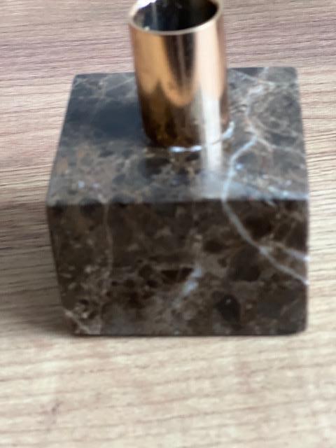 Marmeren Kandelaar Bruin / Oker, Antiek en Kunst, Antiek | Woonaccessoires, Ophalen of Verzenden
