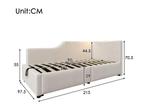 Bed, slaapbank, opbergbed met leeslamp en USB stopcontact., Huis en Inrichting, Ophalen, Overige materialen, Eenpersoons, Beige
