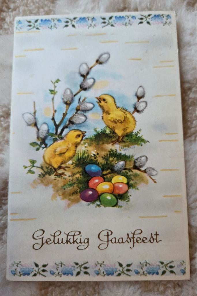 Kuikens en gekleurde paaseieren, Verzenden, 1940 tot 1960, Gelopen, Feest(dag)