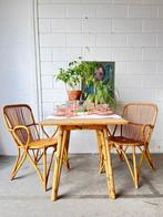 Rotan set rotan tafel met stoelen boho eettafel met stoelen, Ophalen, Gebruikt, Bruin