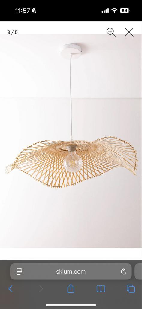 Nieuwe Sklum Pamell Bamboe Hanglamp, Huis en Inrichting, Lampen | Hanglampen, Nieuw, Minder dan 50 cm, Hout, Ophalen