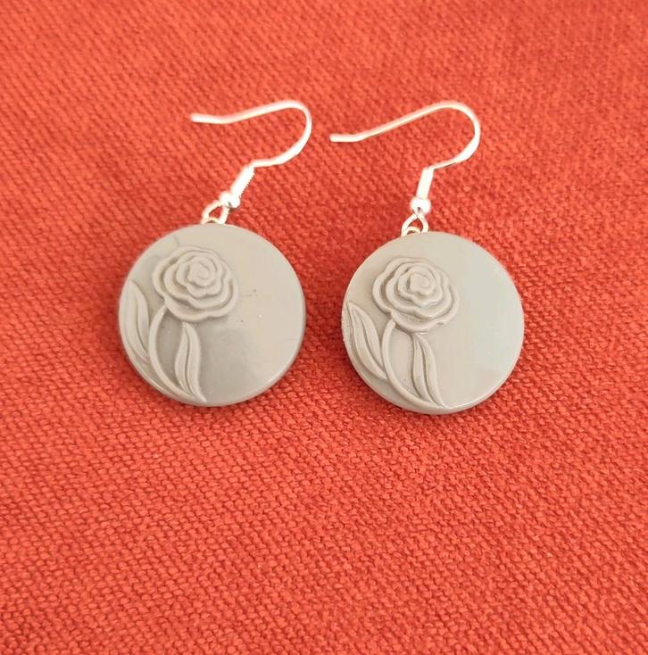 Antieke Oorbellen | 1930s, Sieraden, Tassen en Uiterlijk, Oorbellen, Gebruikt, Hangers, Glas, Grijs, Ophalen of Verzenden