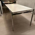 Witte eettafel met zilveren poten, Huis en Inrichting, Tafels | Eettafels, 50 tot 100 cm, Gebruikt, Rechthoekig, Ophalen