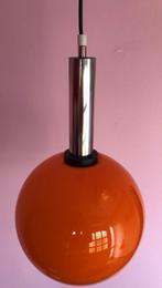 Oranje opaline bol-hanglamp, vintage design, Ophalen of Verzenden, Zo goed als nieuw, Glas, Minder dan 50 cm