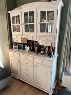 Witte buffetkast met glazen deuren, Ophalen, Gebruikt, Met lade(s), 150 tot 200 cm
