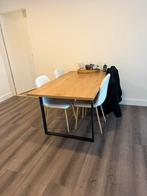 Licht houten tafel met stalen poten, Huis en Inrichting, Tafels | Eettafels, Ophalen, 50 tot 100 cm, Zo goed als nieuw, 150 tot 200 cm
