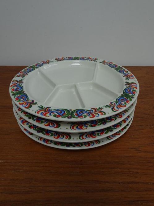 Vier vintage Villeroy en Boch fondueborden seventies, Huis en Inrichting, Keuken | Servies, Gebruikt, Bord(en), Overige stijlen