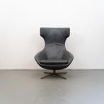 1 Leolux Caruzzo PLUS Fauteuil + Voetenbank Antraciet - Leer, Huis en Inrichting, 75 tot 100 cm, Ophalen of Verzenden, Zo goed als nieuw